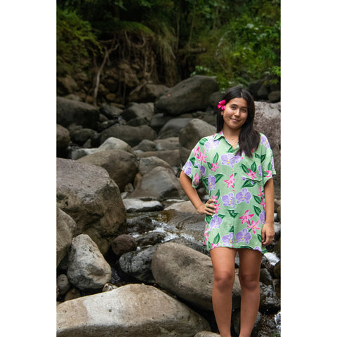 Aloha Shirt Dress in GARDEN ISLE