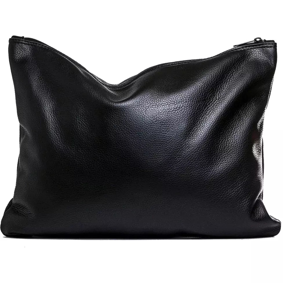 Oversized Leather Clutch in Onyx