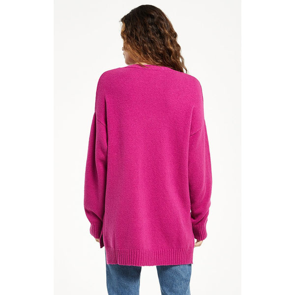Autumn V-Neck Sweater in Jewel Pink